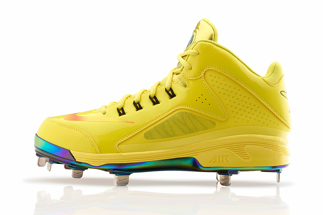 blue and yellow baseball cleats